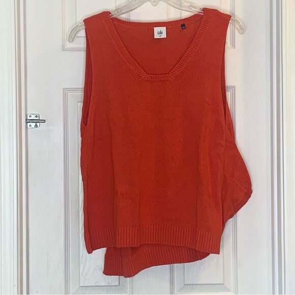 Cabi Knit Siren Vest Sleeveless Red Orange Size Medium - Picture 2 of 10
